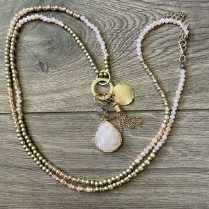 Pink Quartz Long Necklace
